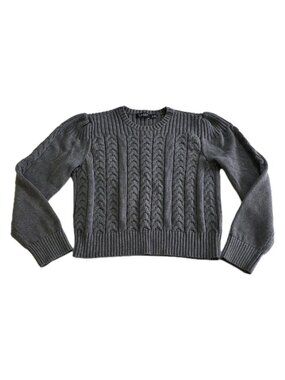 Lauren Ralph Lauren Cable Knit Sweater Womens XL Gray Cotton Preppy Minimalist